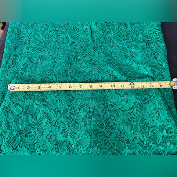 Anthropologie Mignon Doo green lace-veiled pencil skirt - Picture 6 of 6